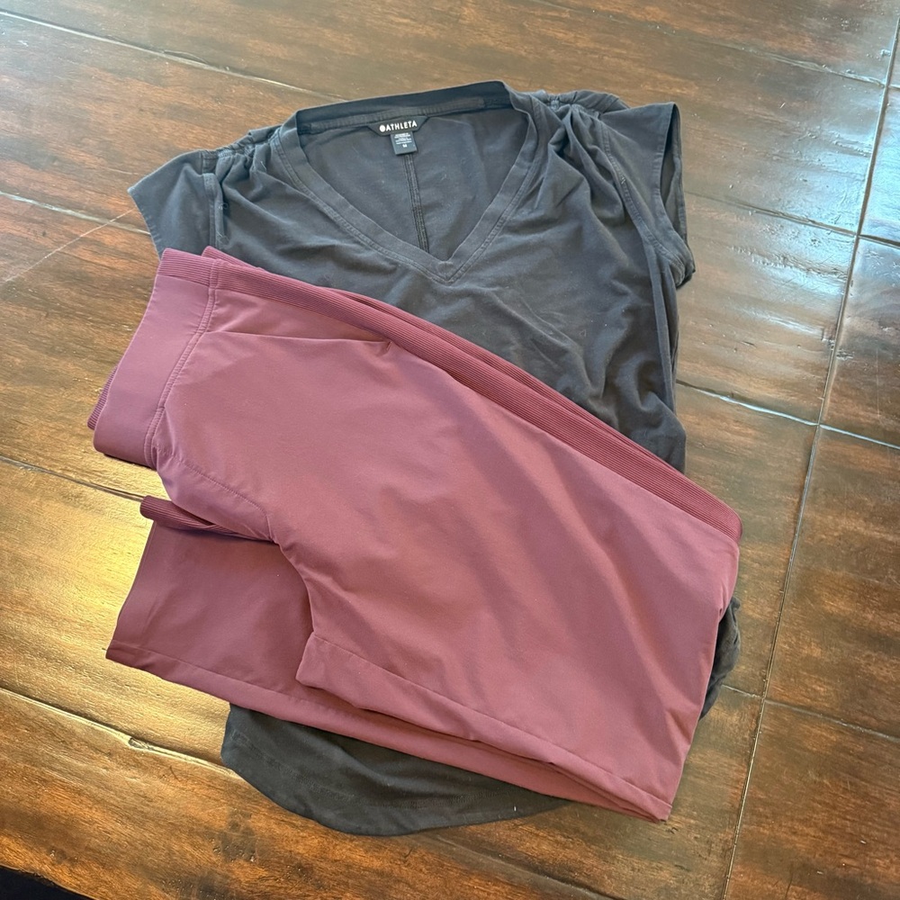 Athleta Bundle- Brooklyn Ankle Pant & Outbound V-Neck